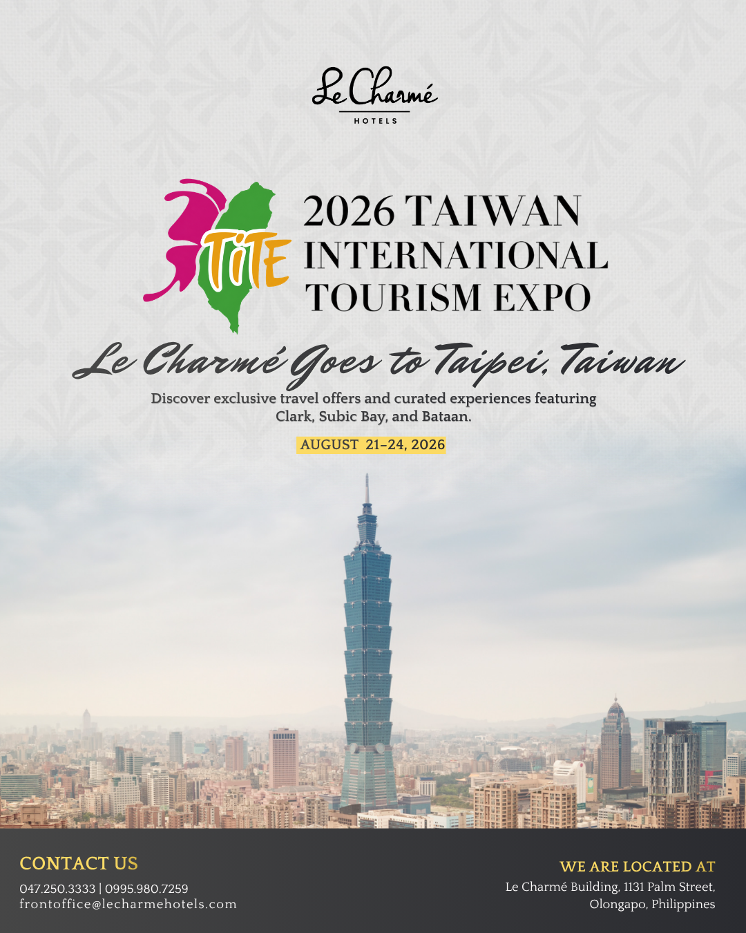 Bringing Our Charm to Taiwan: Le Charmé Suites at Taiwan International Tourism Expo 2026 Gallery